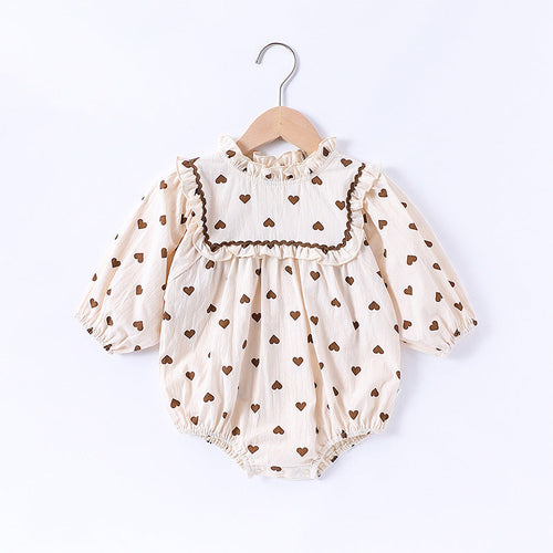 Spring New Arrival Baby Girls Long Sleeves Simple Heart Pattern
