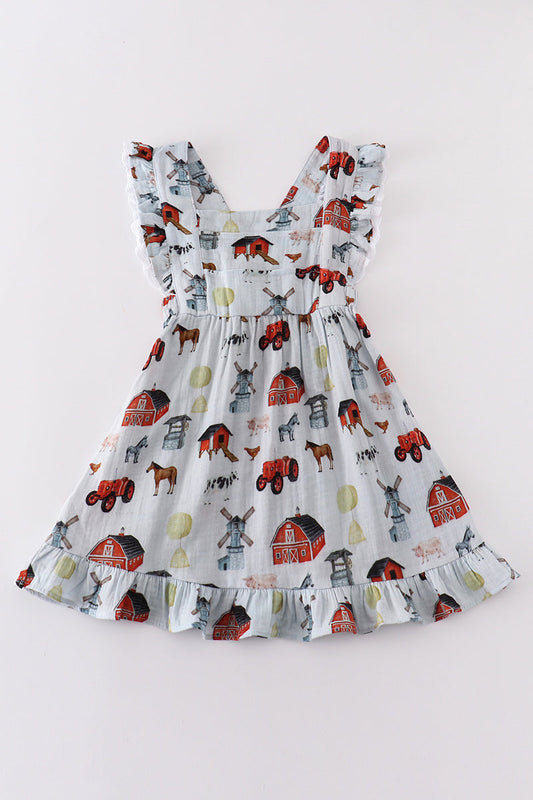 Premium Farm muslin ruffle dress