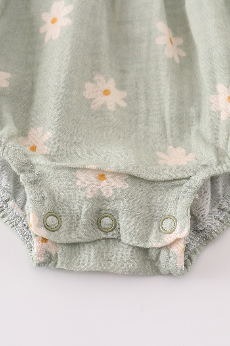 Premium Sage muslin daisy bubble