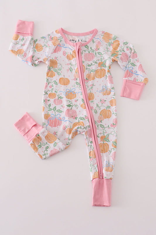 Pink pumpkin bamboo pajamas romper