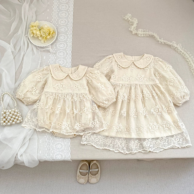 Baby Girls Flowers Pattern Long-sleeved Onesies and Dress – Princess