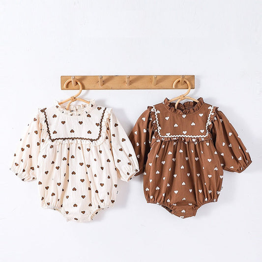 Spring New Arrival Baby Girls Long Sleeves Simple Heart Pattern